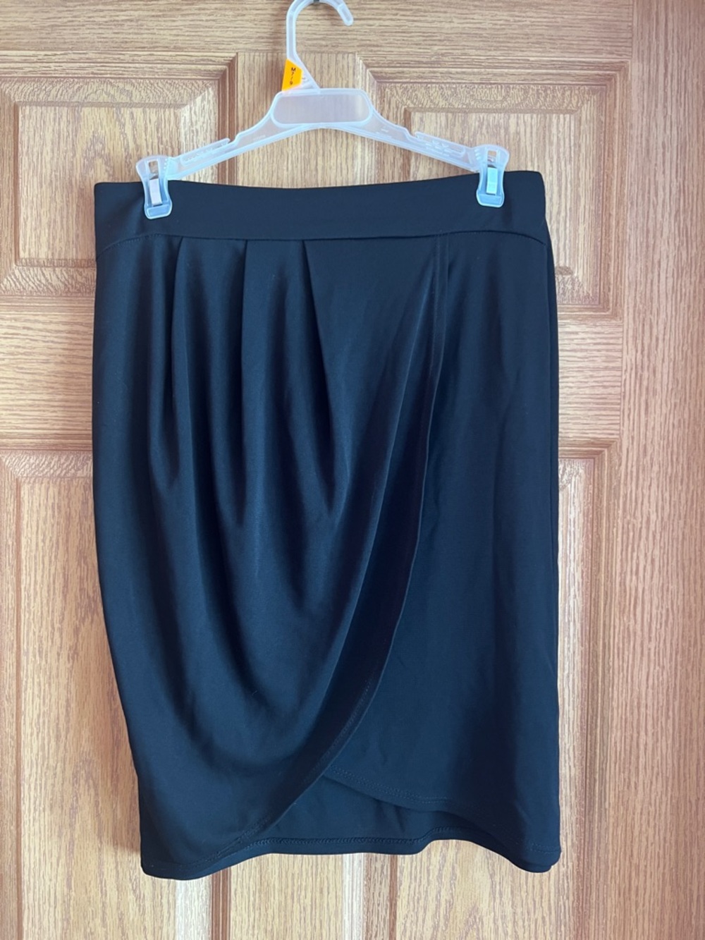 NY Collection Black Draped Wrap-Front Pencil Skirt